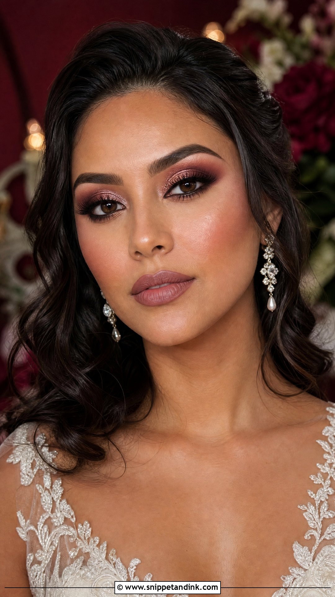 Burgundy Bridal Makeup For Brown Eyes - Snippet and Ink - 35 Elegant Bridal Makeup for Brown Eyes