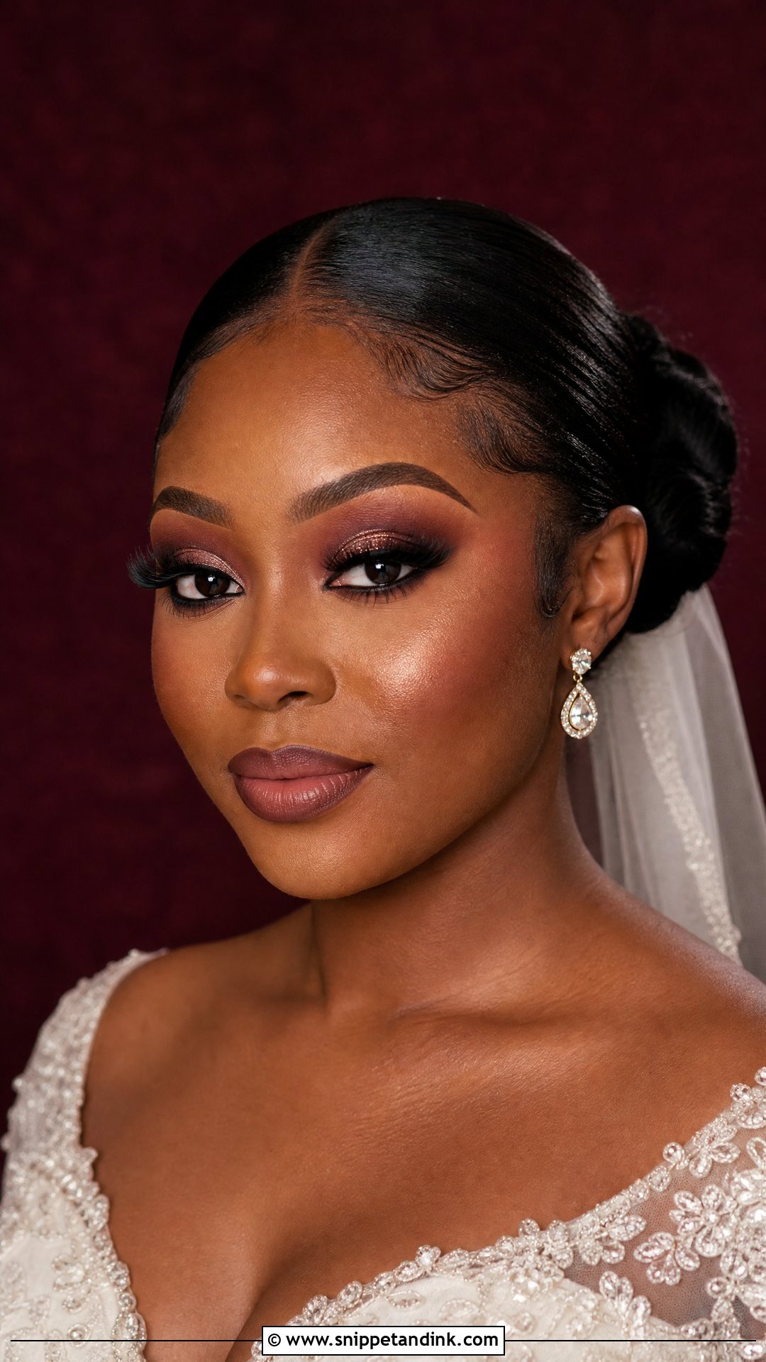 Burgundy Bridal Makeup For Dark Skin - Snippet and Ink - 20 Dark Skin Bridal Makeup Ideas