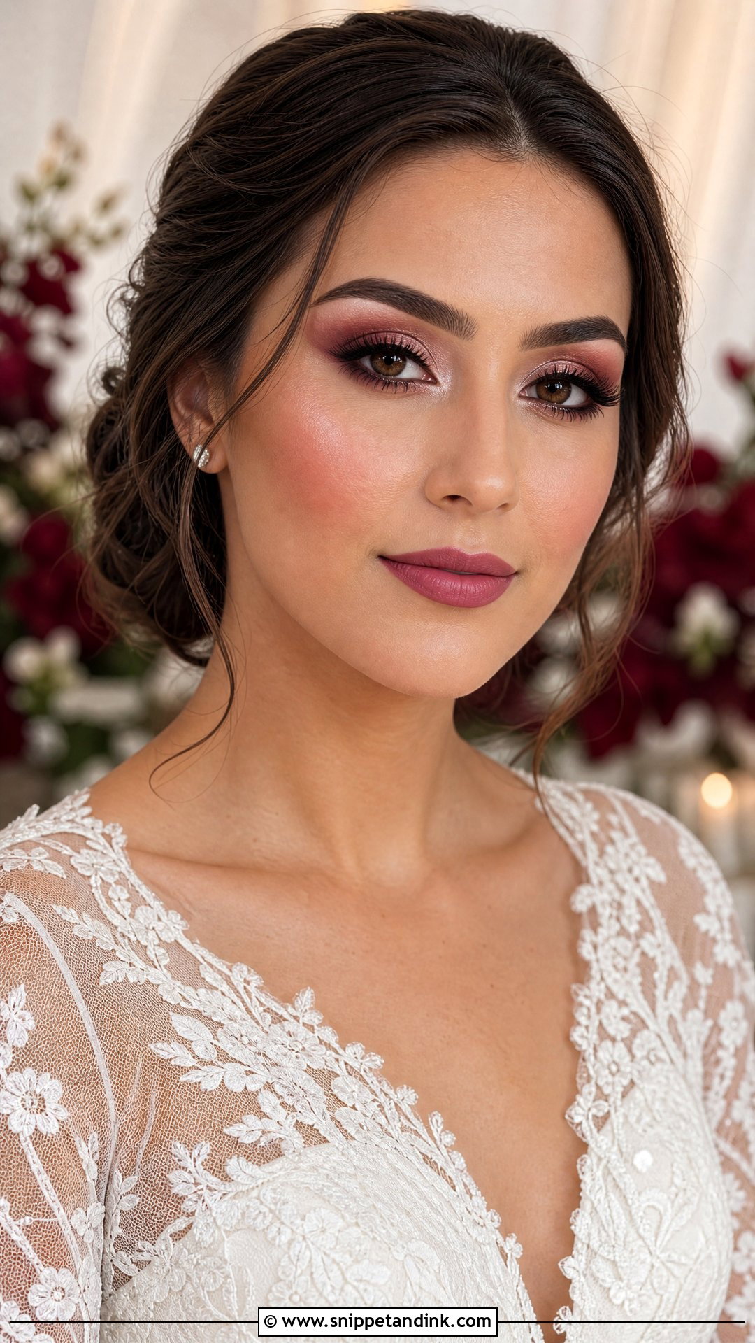 Burgundy Bridal Makeup for Brown Eyes - Snippet and Ink - 20 Wedding Bride Makeup for Brown Eyes