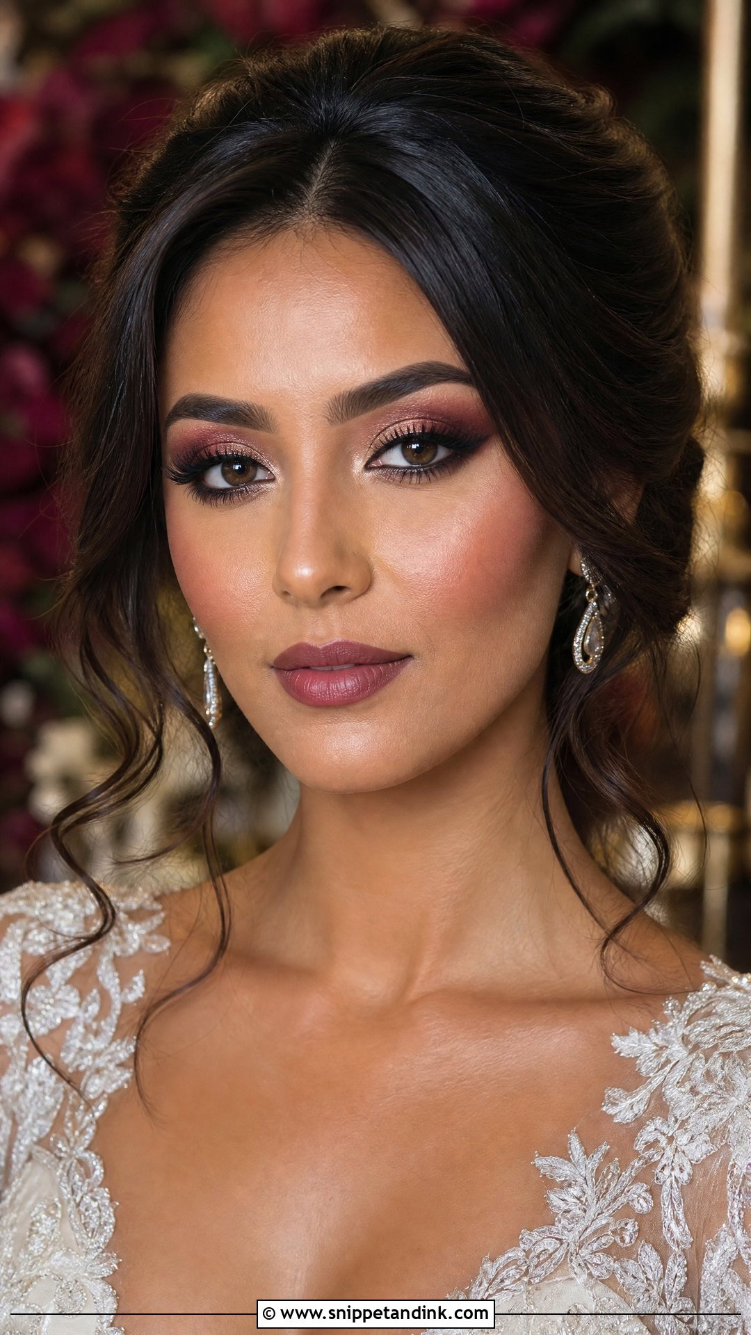 Burgundy Bridal Makeup for Brown Eyes - Snippet and Ink - 20 Bridal Wedding Make Up for Brown Eyes