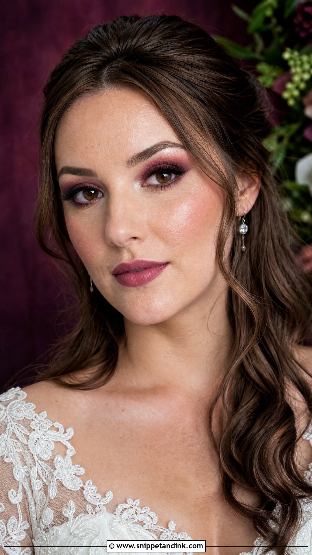 Burgundy Bridal Makeup - Snippet and Ink - 20 Alternative Bridal Makeup Ideas