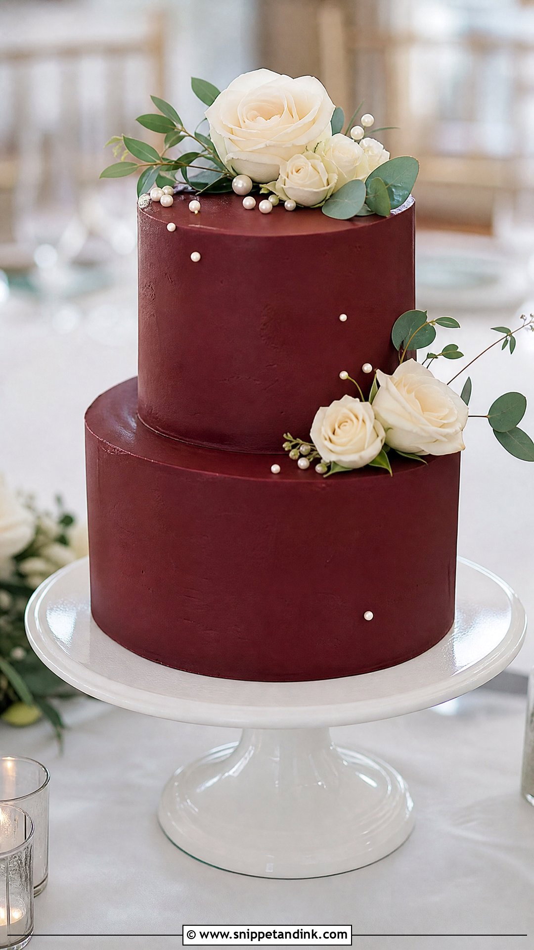 Burgundy Buttercream Wedding Cake - Snippet and Ink - 25 Wine Cake Designs for Wedding