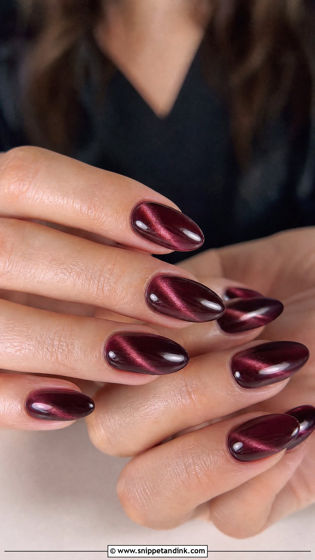 Burgundy Cat Eye Wedding Nails - Snippet and Ink - 25 Burgundy Wedding Nails
