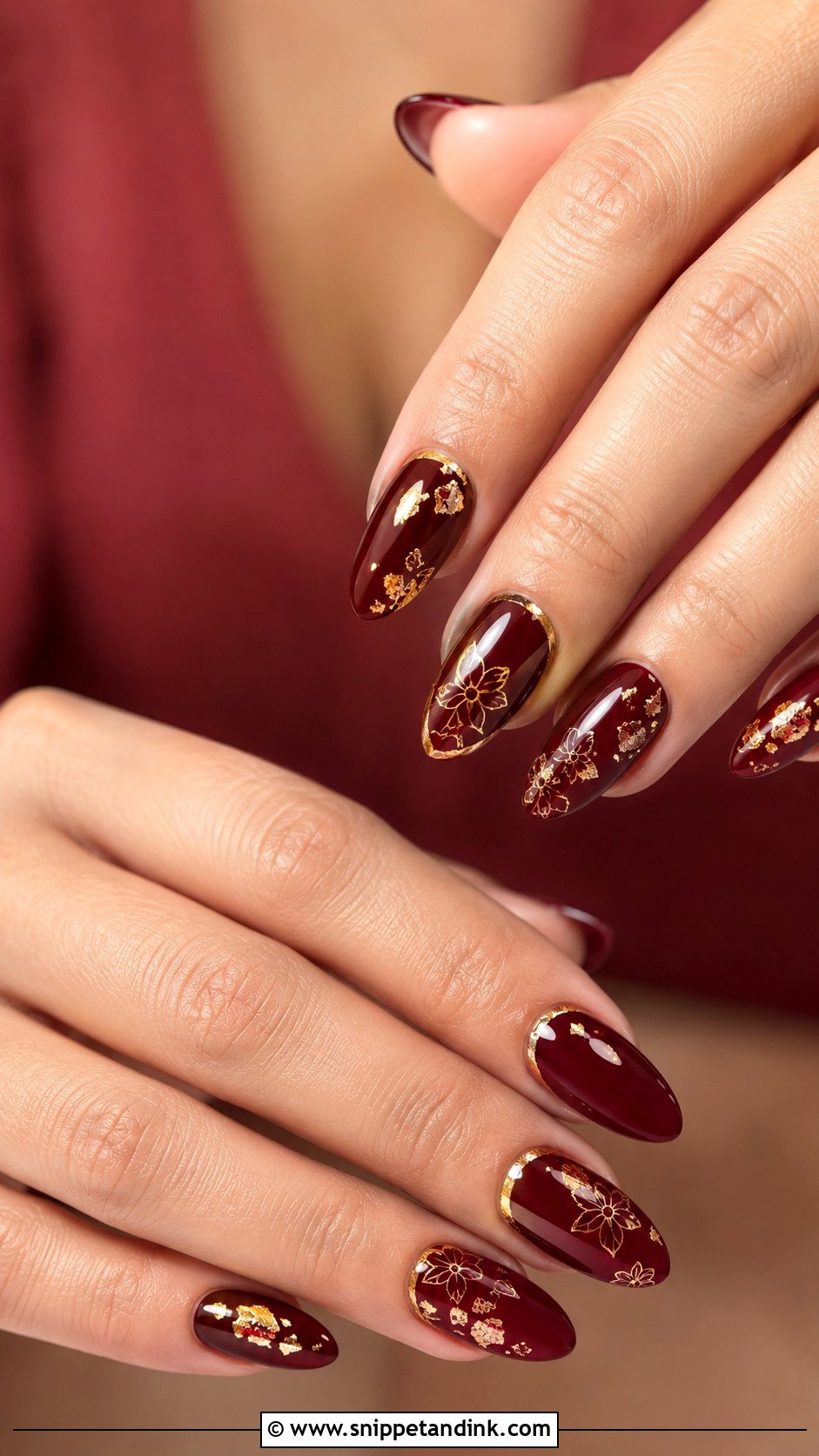 Burgundy Chinese Wedding Nails - Snippet and Ink - 20 Chinese Wedding Nails