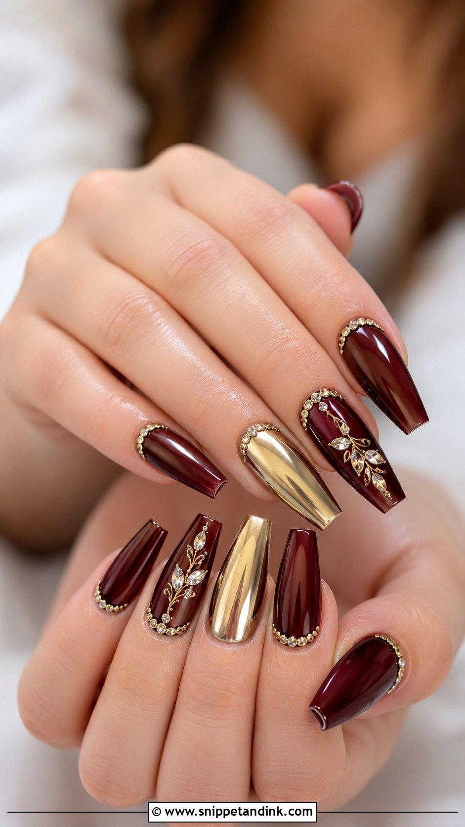 Burgundy Chrome Bridal Nails - Snippet and Ink - 20 Elegant Indian Bride Wedding Nails