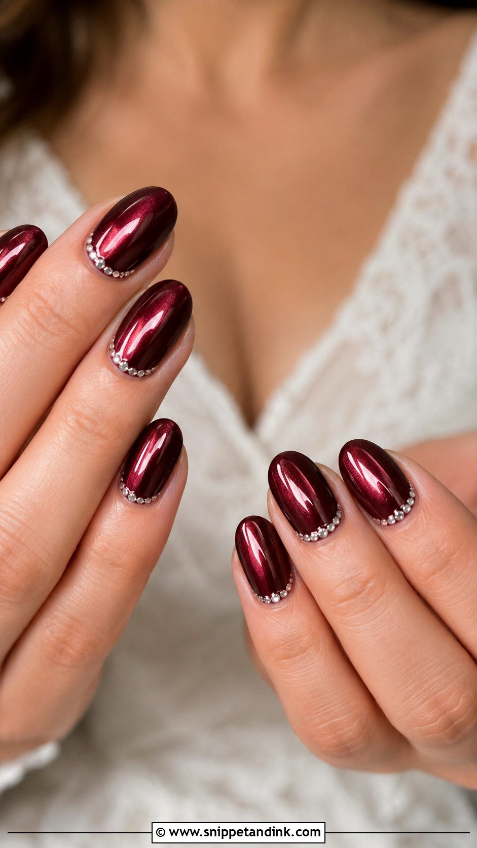 Burgundy Chrome Bridal Nails - Snippet and Ink - 20 Dark Bridal Nails