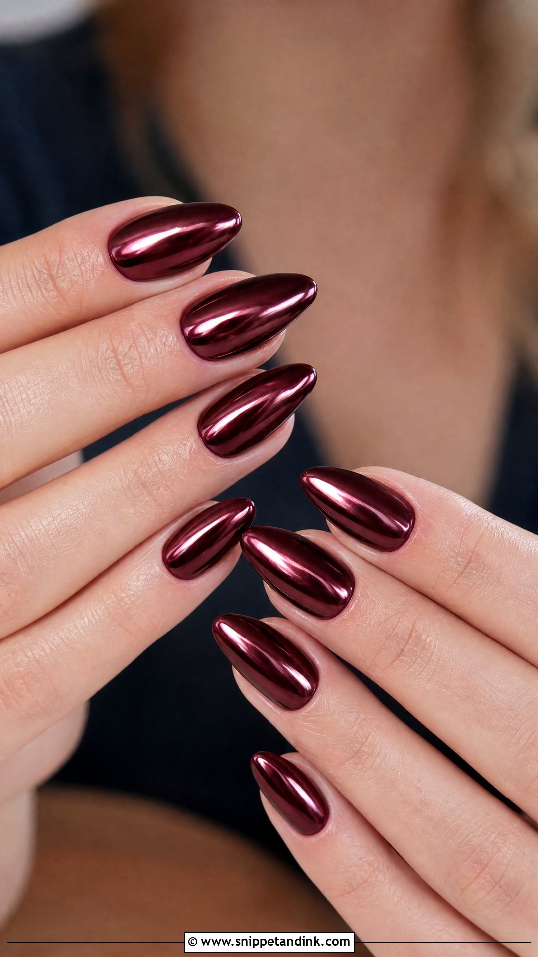 Burgundy Chrome Wedding Nails - Snippet and Ink - 25 Burgundy Wedding Nails