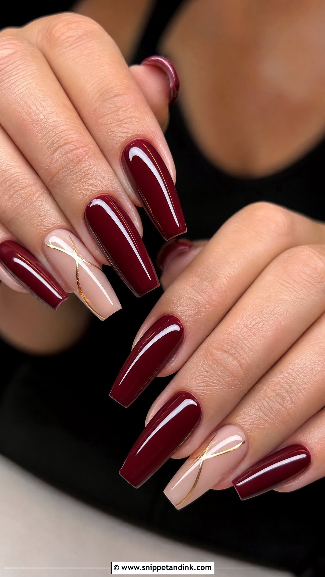 Burgundy Coffin Wedding Nails - Snippet and Ink - 25 Burgundy Wedding Nails