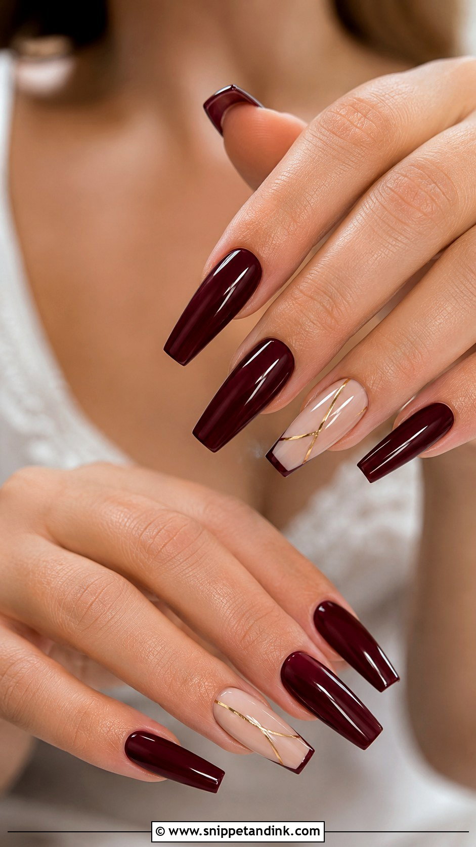 Burgundy Coffin Wedding Nails - Snippet and Ink - 20 Burgundy Wedding Nails Brides