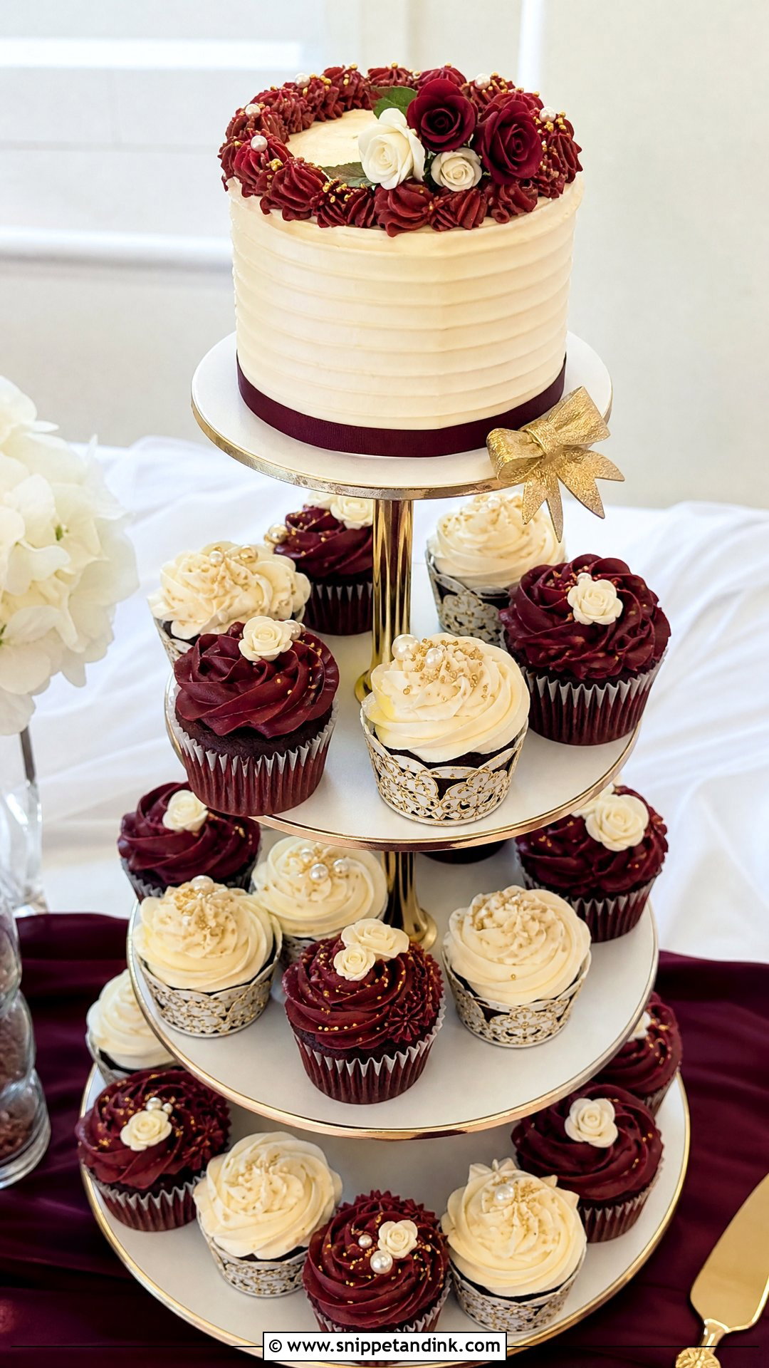Burgundy Cupcake Wedding Cake - Snippet and Ink - 25 Wine Cake Designs for Wedding