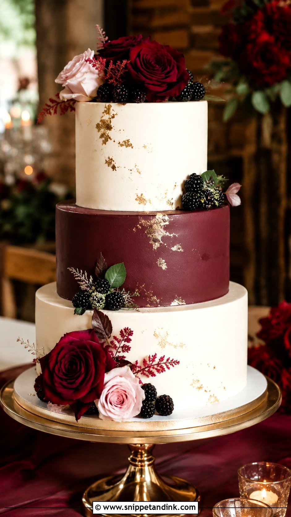 Burgundy Fall Wedding Cake - Snippet and Ink - 20 Wedding Cakes for Fall