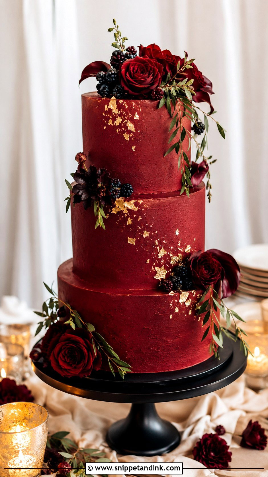 Burgundy Fall Wedding Cake - Snippet and Ink - 20 Fall Wedding Cakes