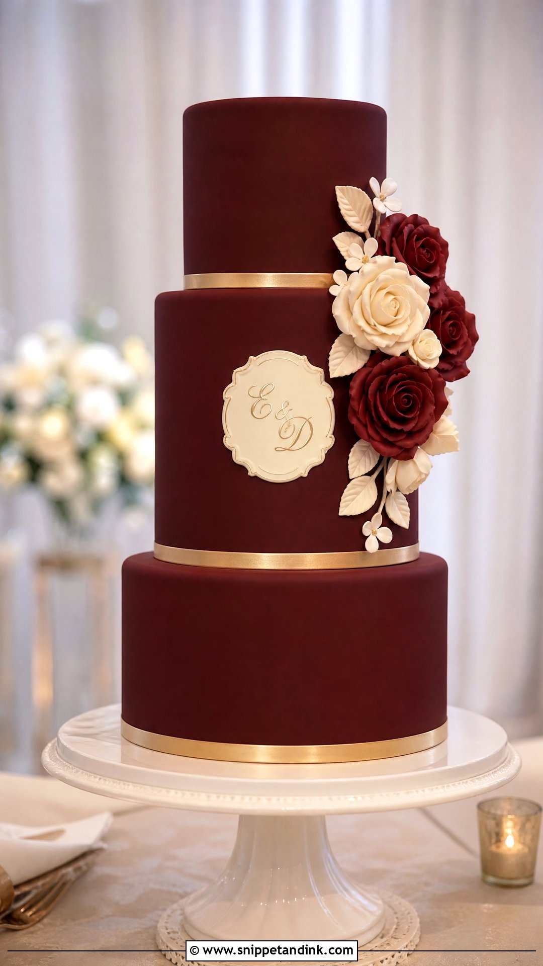Burgundy Fondant Wedding Cake - Snippet and Ink - 25 Wine Cake Designs for Wedding