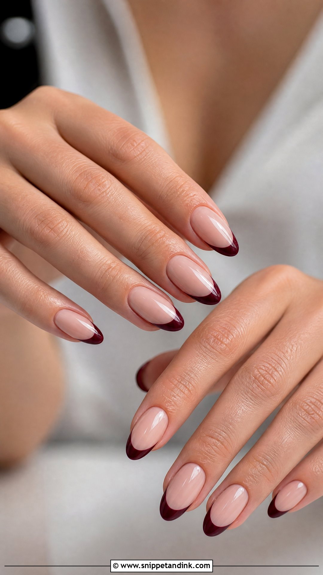 Burgundy French Tip Wedding Nails - Snippet and Ink - 25 Burgundy Wedding Nails