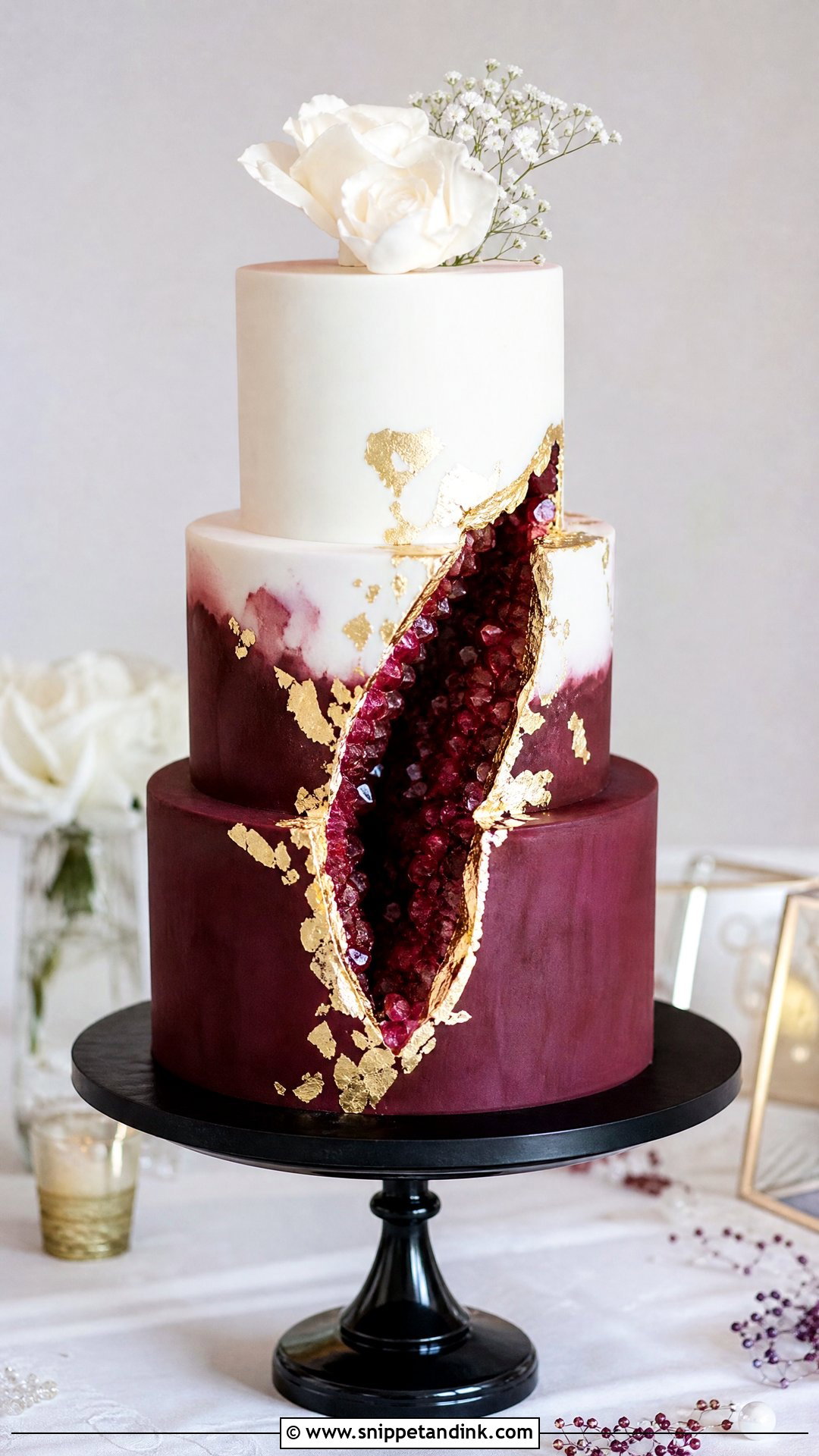 Burgundy Geode Wedding Cake - Snippet and Ink - 25 Wine Cake Designs for Wedding