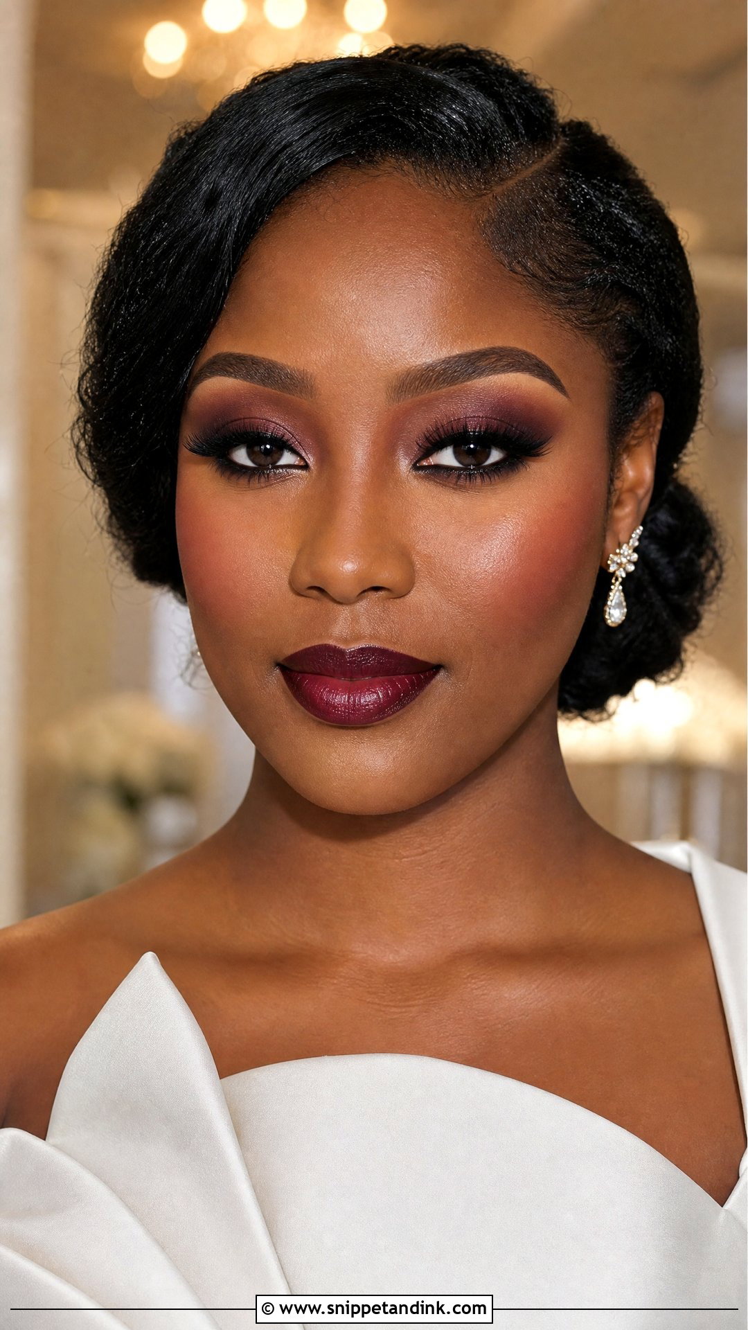 Burgundy Glam Bridal Makeup - Snippet and Ink - 20 Glam Bridal Makeup Looks