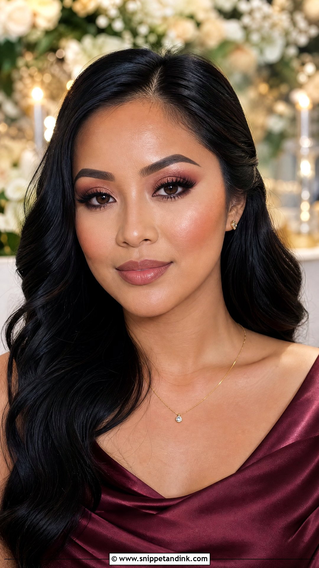Burgundy Glam Wedding Makeup - Snippet and Ink - 20 Glam Makeup Looks Wedding