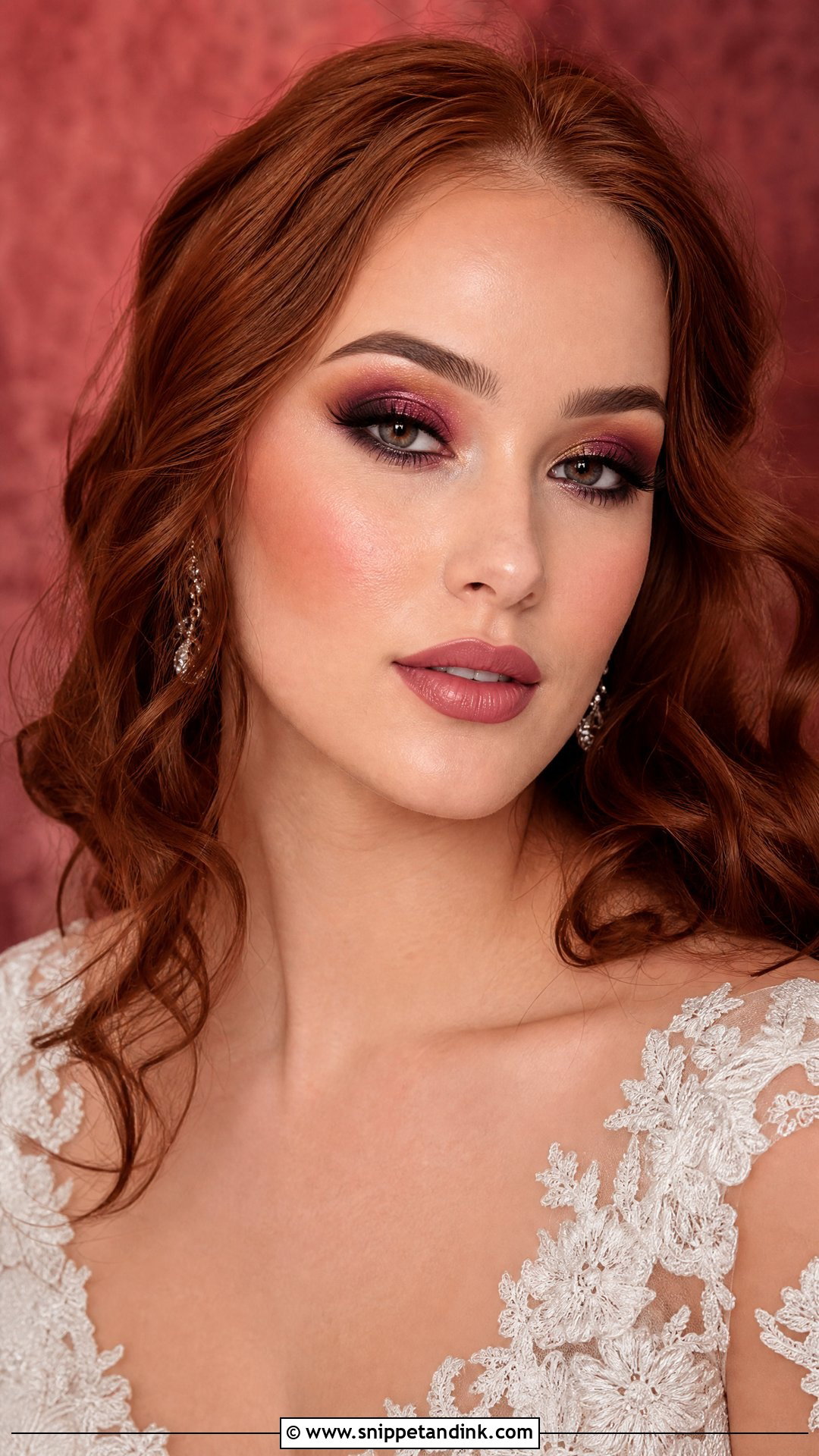 Burgundy Glam Wedding Makeup For Brown Eyes - Snippet and Ink - 20 Glam Wedding Makeup for Brown Eyes