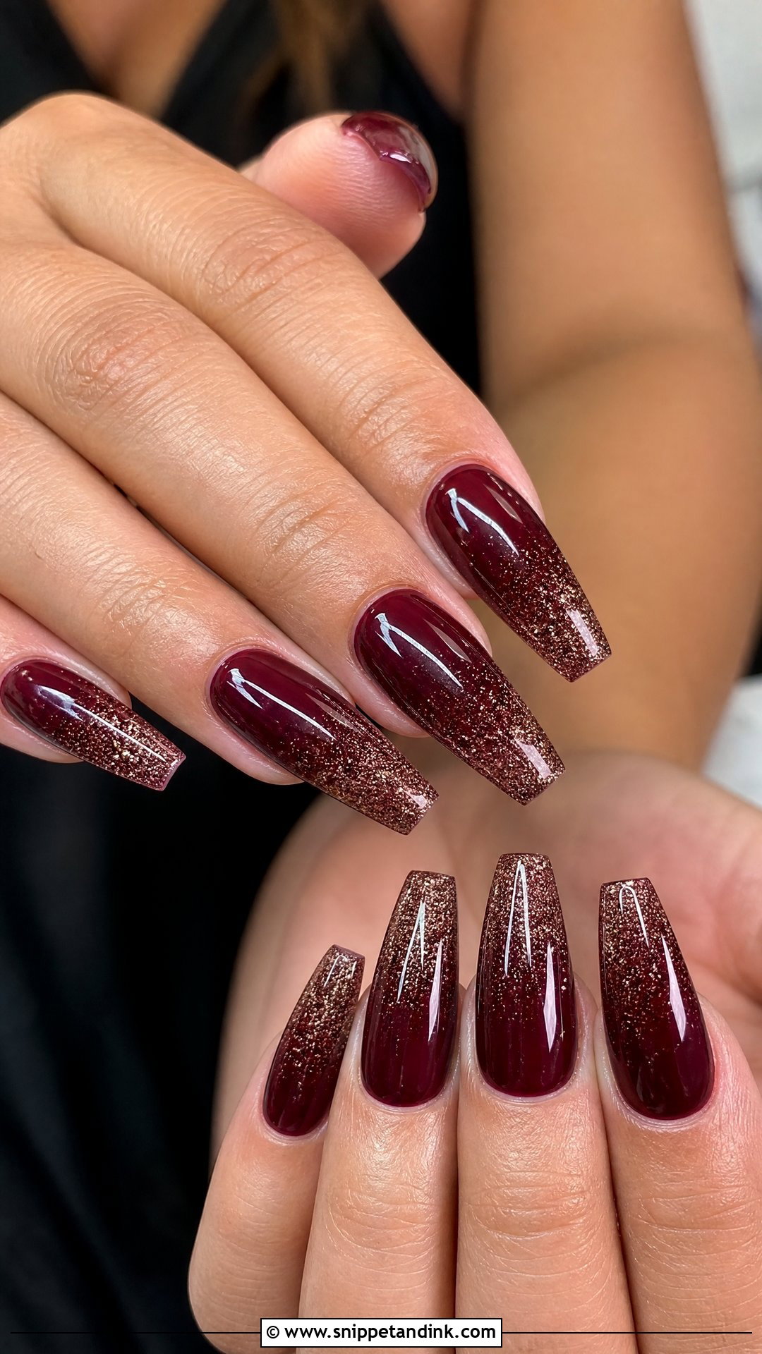 Burgundy Glitter Ombre Wedding Nails - Snippet and Ink - 25 Burgundy Wedding Nails