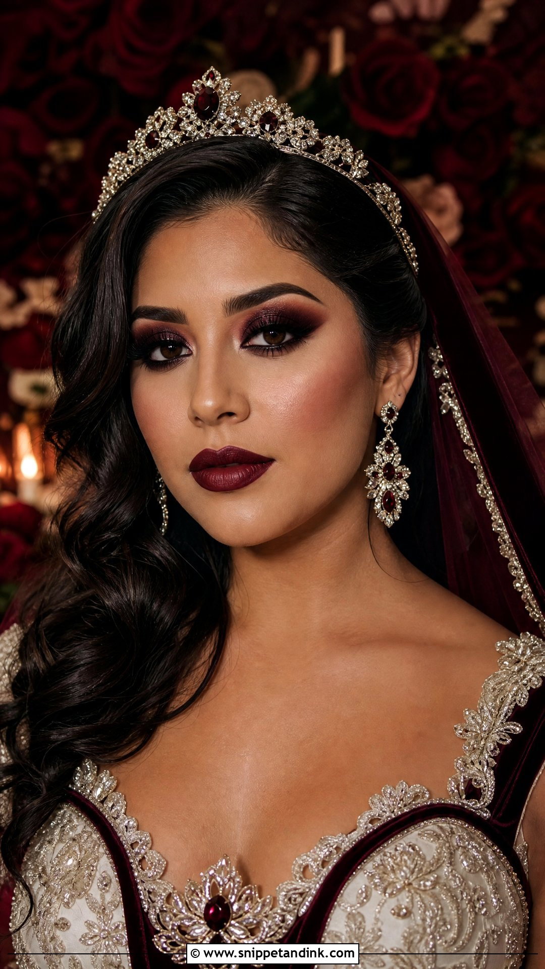 Burgundy Goth Bridal Makeup - Snippet and Ink - 20 Goth Bridal Makeup Ideas