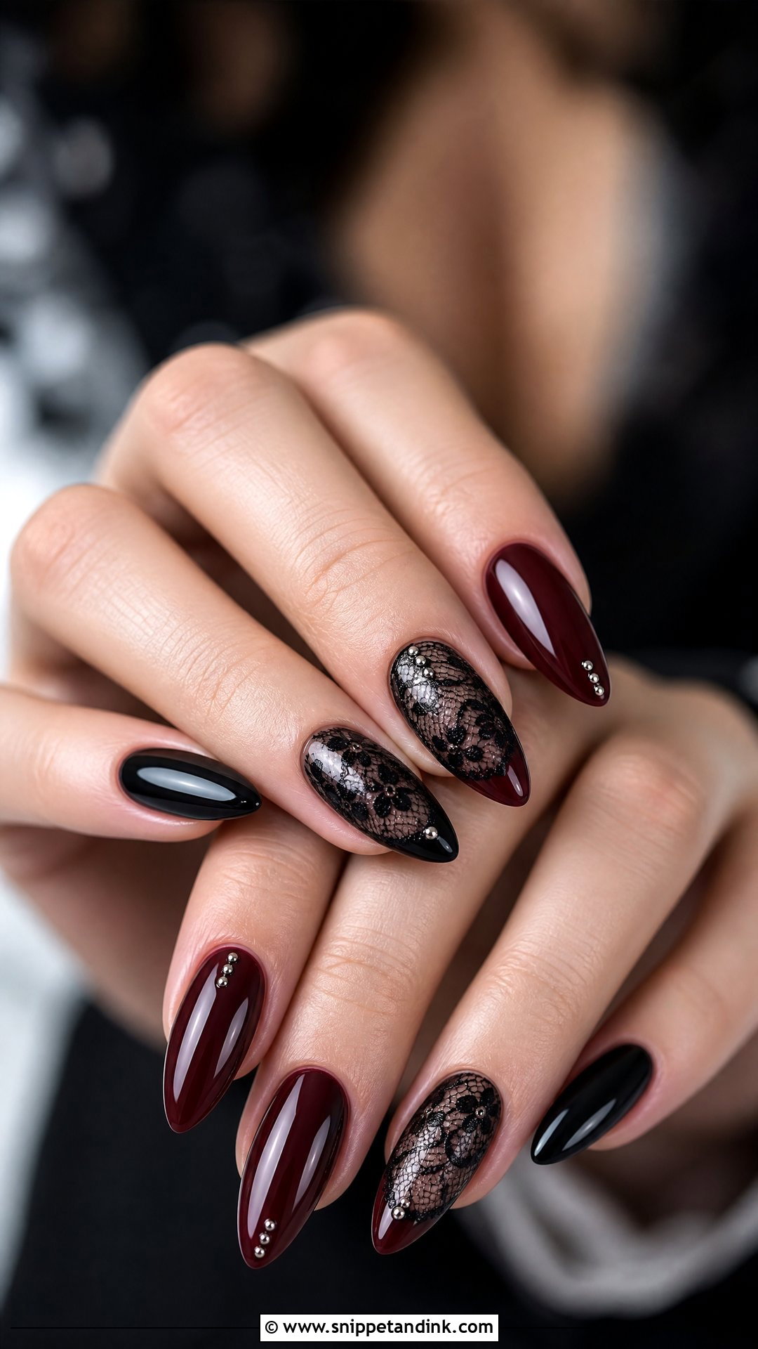 Burgundy Goth Wedding Nails - Snippet and Ink - 25 Goth Wedding Nails