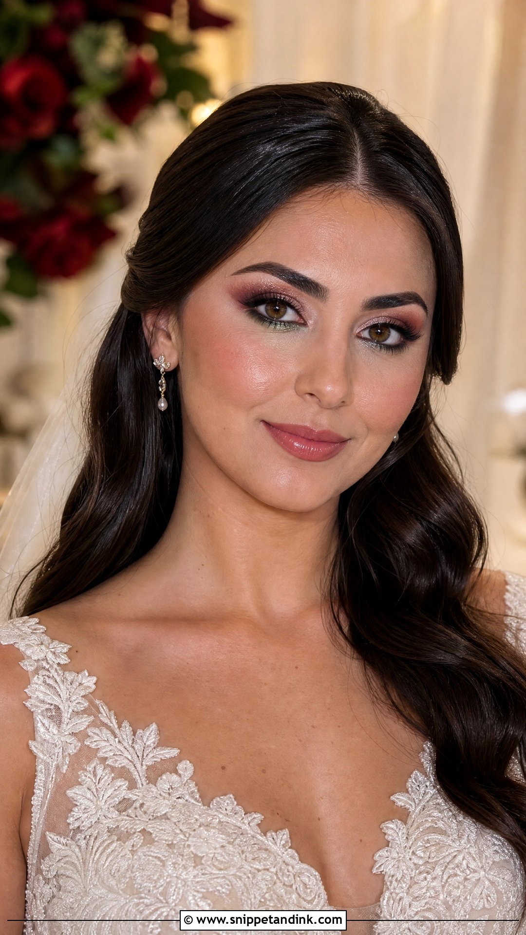 Burgundy Green Eye Bridal Makeup - Snippet and Ink - 20 Green Eye Bridal Makeup Ideas