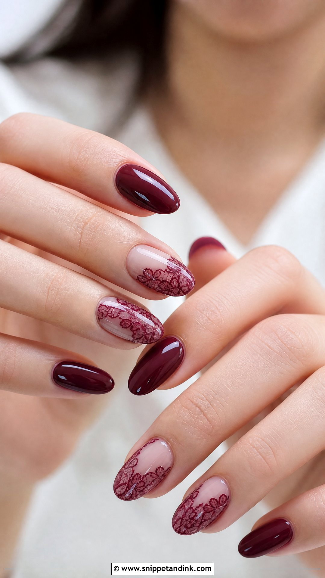 Burgundy Lace Wedding Nails - Snippet and Ink - 25 Burgundy Wedding Nails