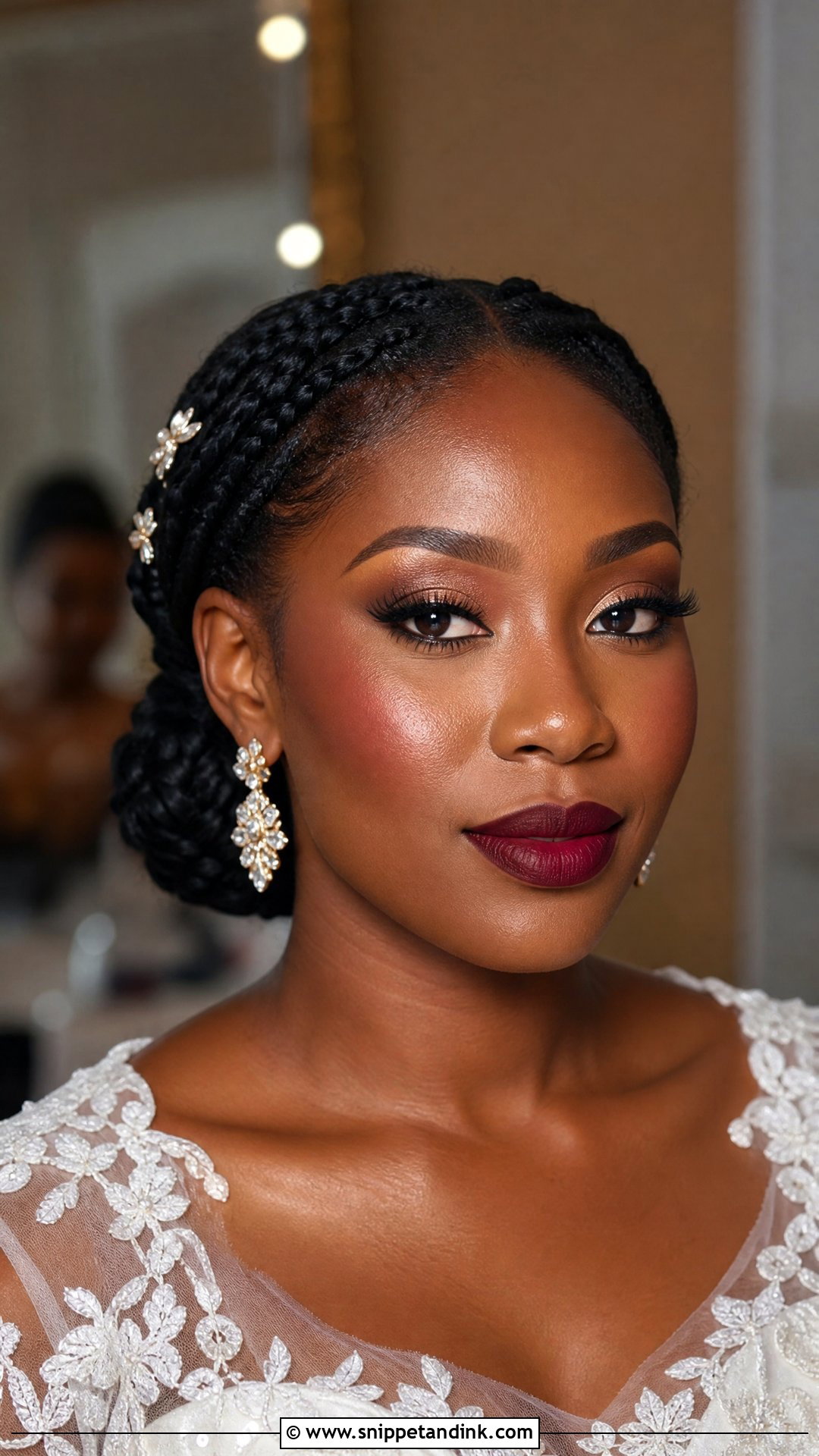 Burgundy Lip Bridal Makeup For Dark Skin - Snippet and Ink - 25 Black Bridal Makeup Dark Skin Ideas