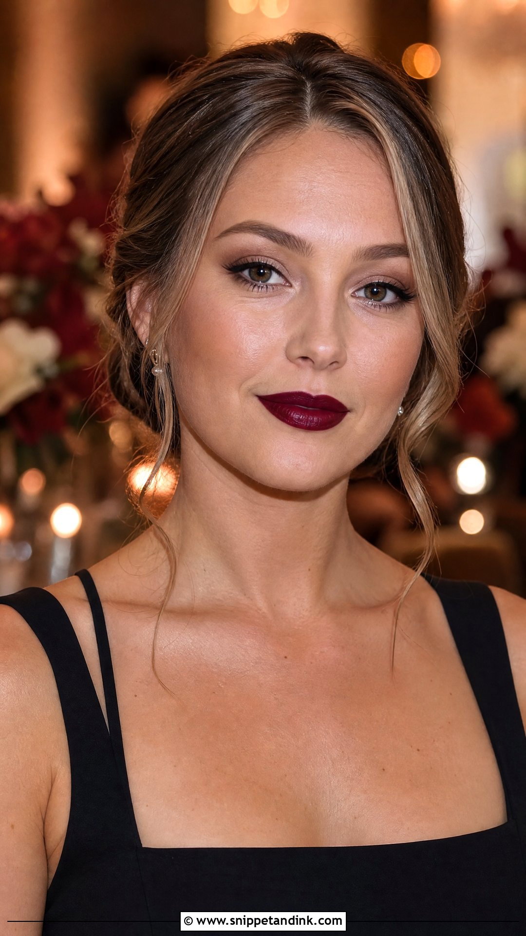 Burgundy Lip Fall Bridesmaid Makeup - Snippet and Ink - 20 Fall Wedding Makeup for Bridesmaids