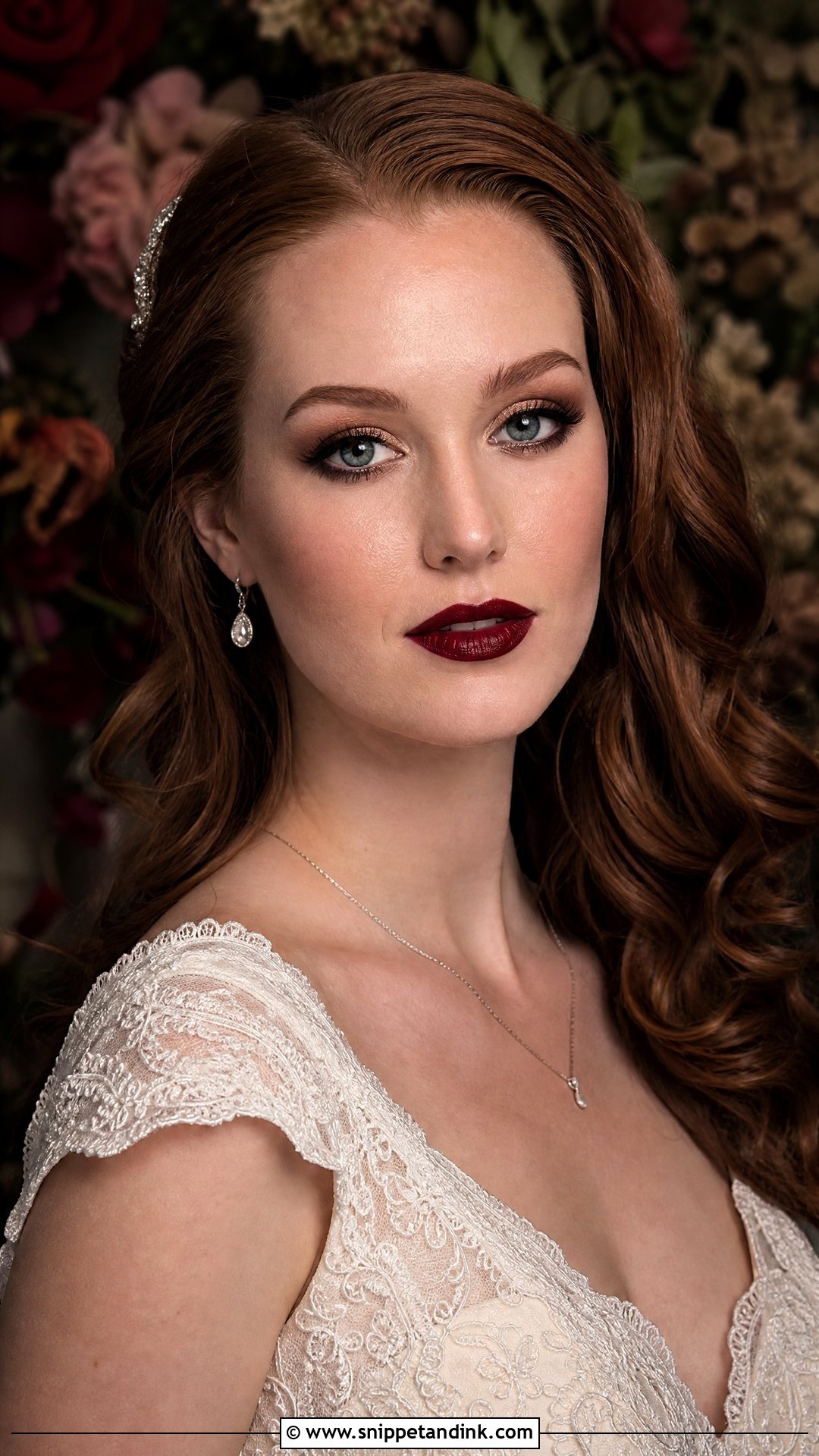 Burgundy Lip Grunge Wedding Makeup - Snippet and Ink - 20 Grunge Wedding Makeup Ideas