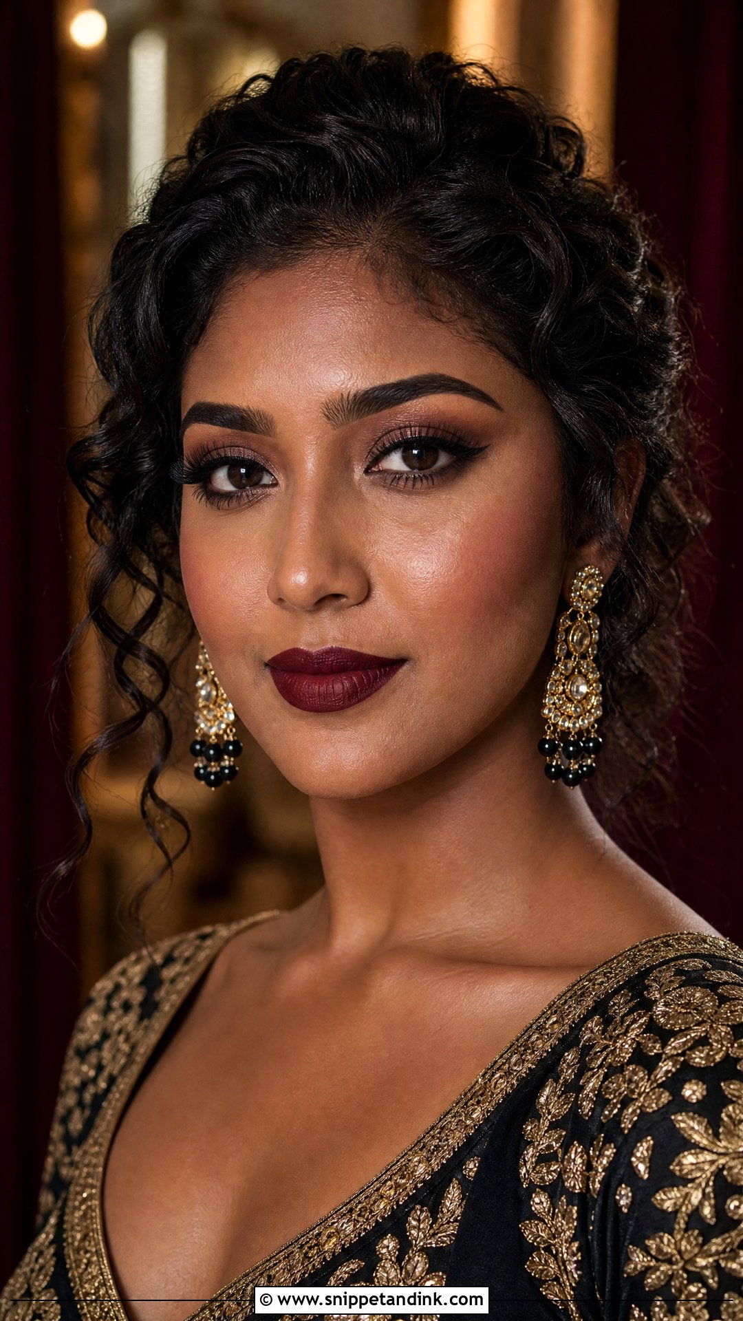 Burgundy Lip Indian Wedding Makeup - Snippet and Ink - 25 Party Makeup for Indian Wedding Ideas