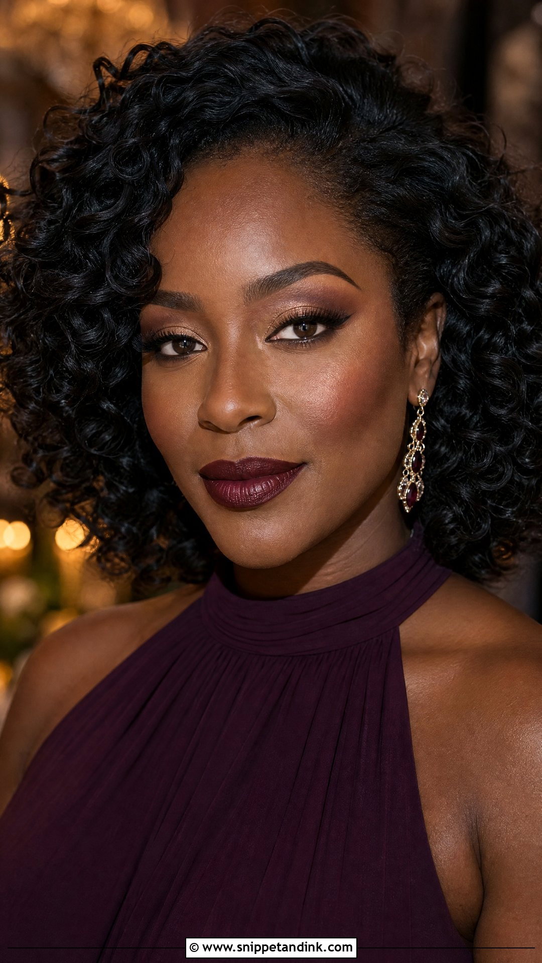 Burgundy Lip Night Wedding Makeup - Snippet and Ink - 20 Night Wedding Makeup Ideas