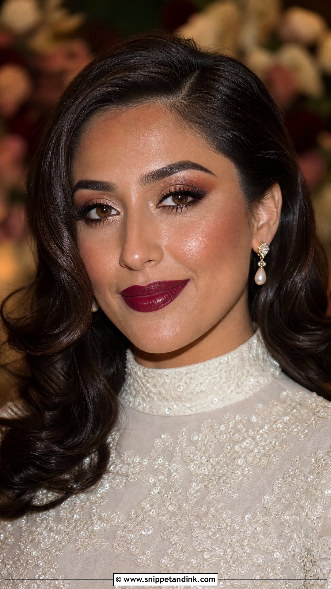 Burgundy Lip Wedding Makeup - Snippet and Ink - 25 Alternative Wedding Makeup Ideas