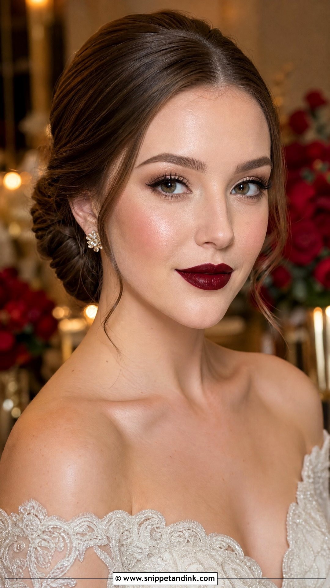 Burgundy Lip Wedding Makeup - Snippet and Ink - 25 Glamorous Wedding Makeup Ideas