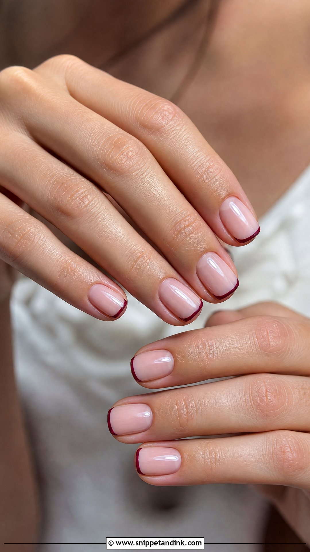 Burgundy Micro French Wedding Nails - Snippet and Ink - 25 Burgundy Wedding Nails