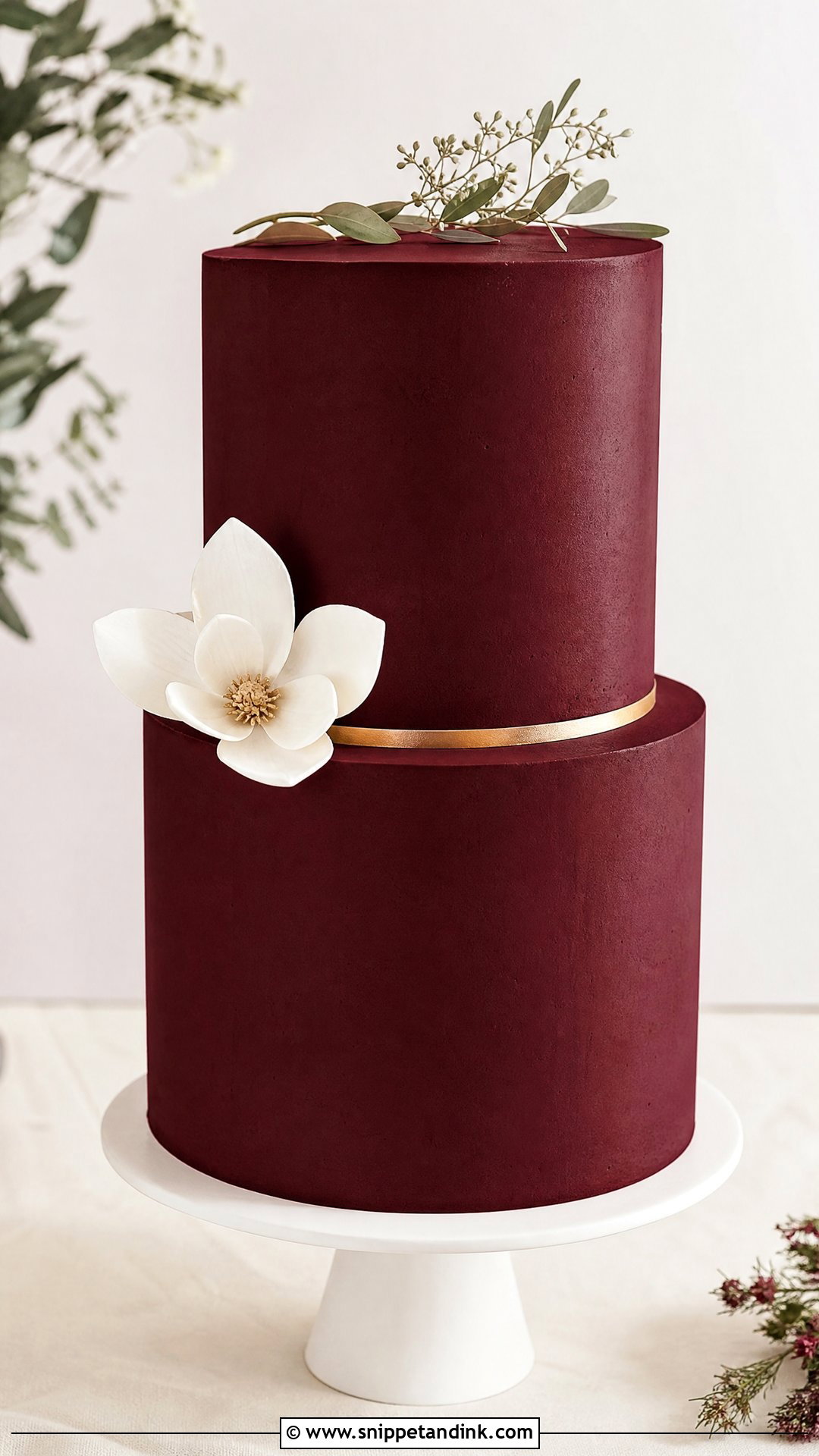 Burgundy Minimalist Wedding Cake - Snippet and Ink - 25 Wine Cake Designs for Wedding