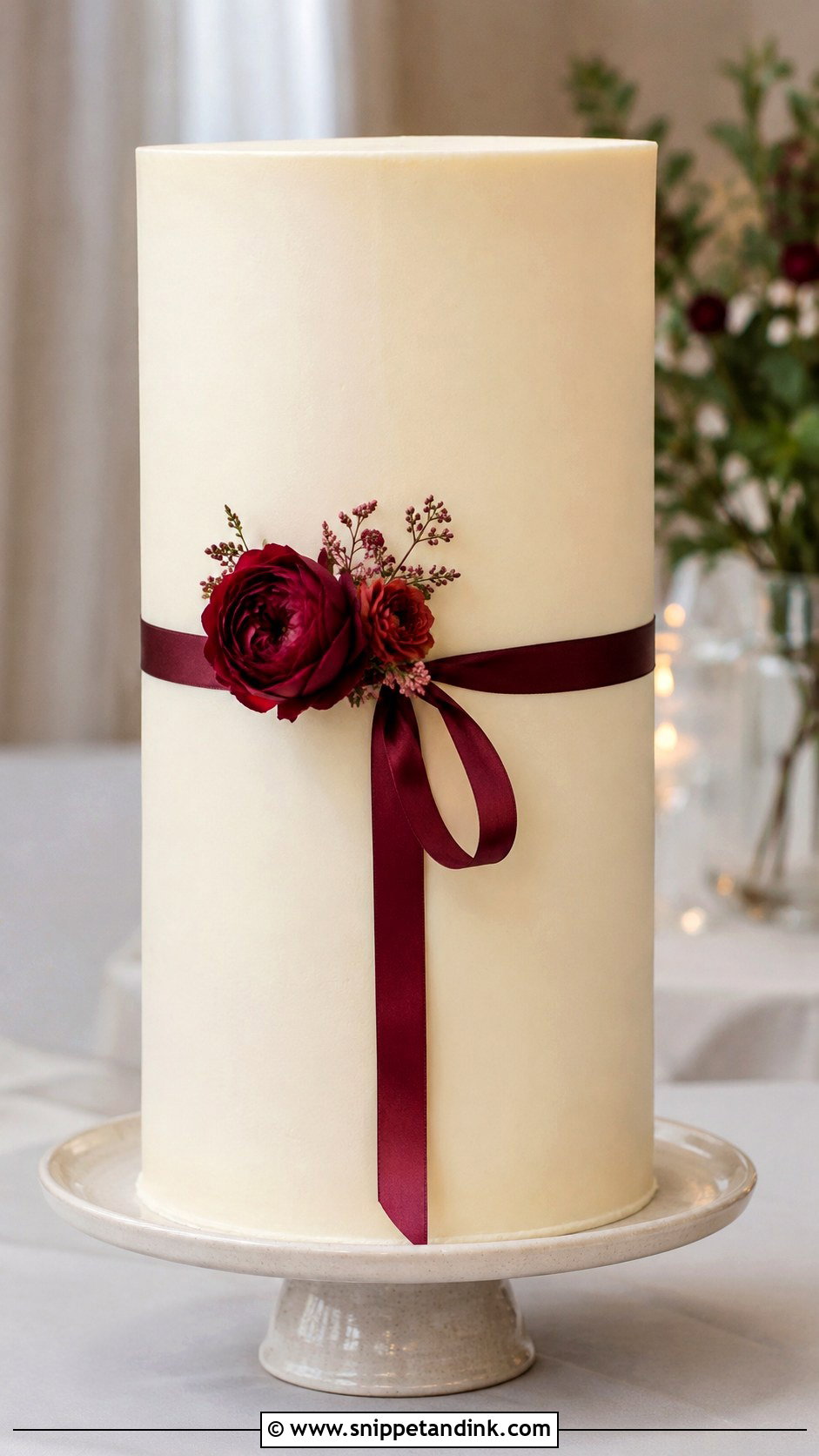 Burgundy Minimalist Wedding Cake - Snippet and Ink - 20 Burgundy Wedding Cake Ideas