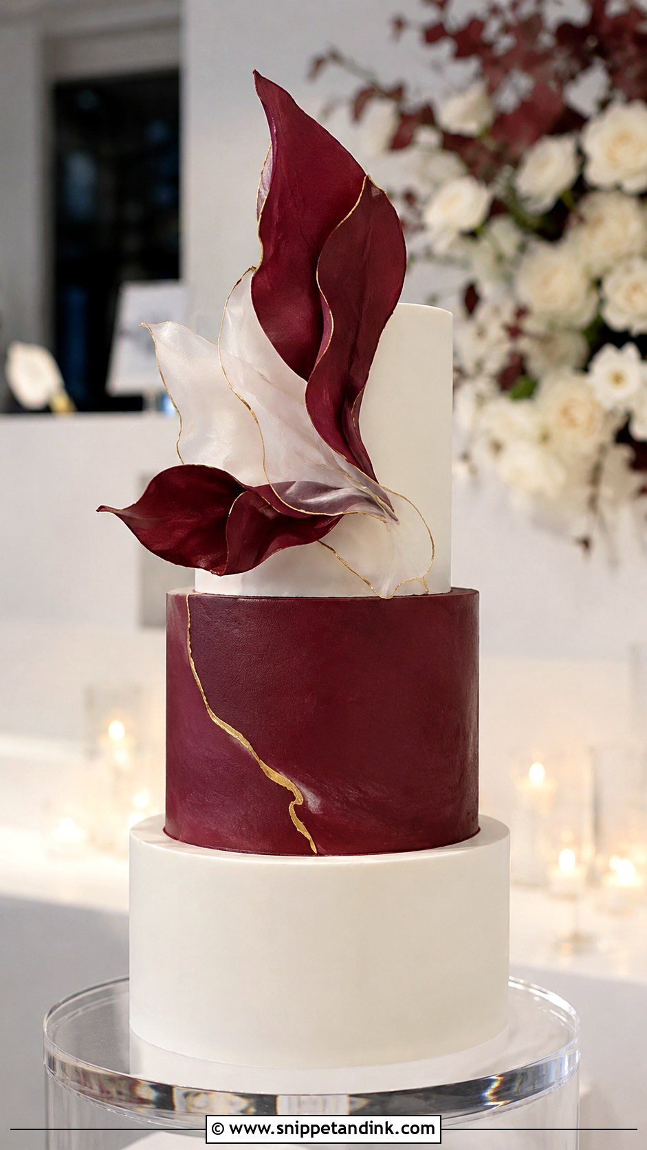 Burgundy Modern Wedding Cake - Snippet and Ink - 20 Burgundy Wedding Cake Ideas
