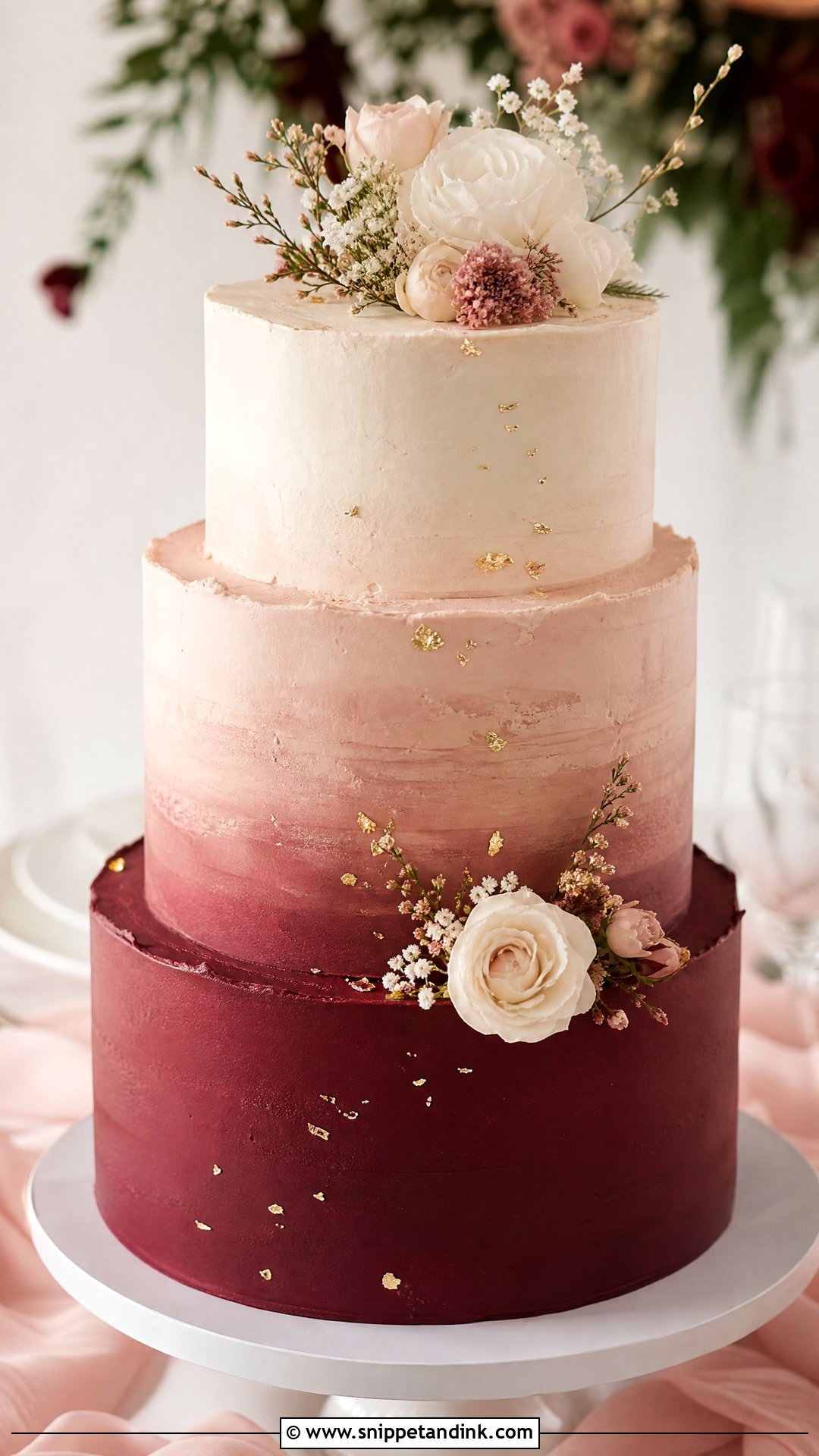 Burgundy Ombre Wedding Cake - Snippet and Ink - 25 Wine Cake Designs for Wedding