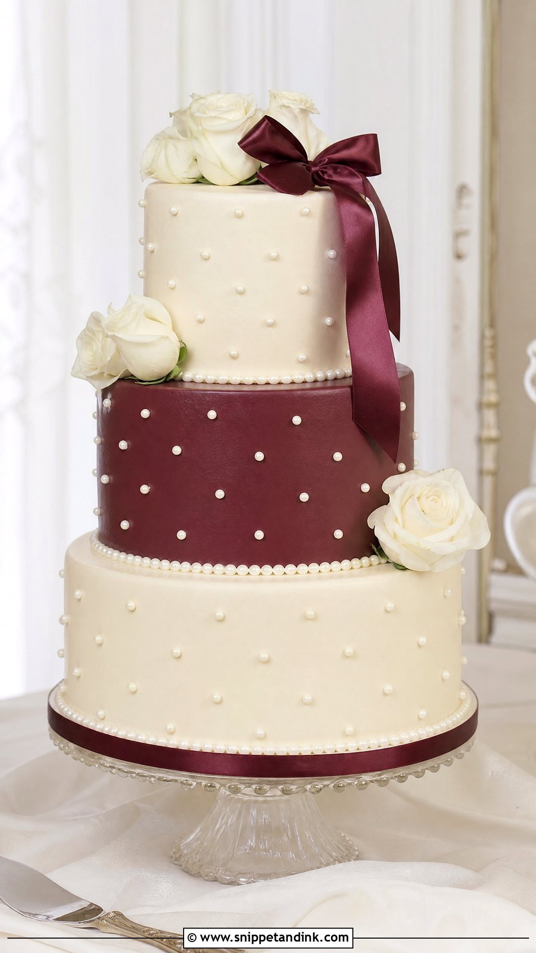 Burgundy Pearl Wedding Cake - Snippet and Ink - 25 Wine Cake Designs for Wedding