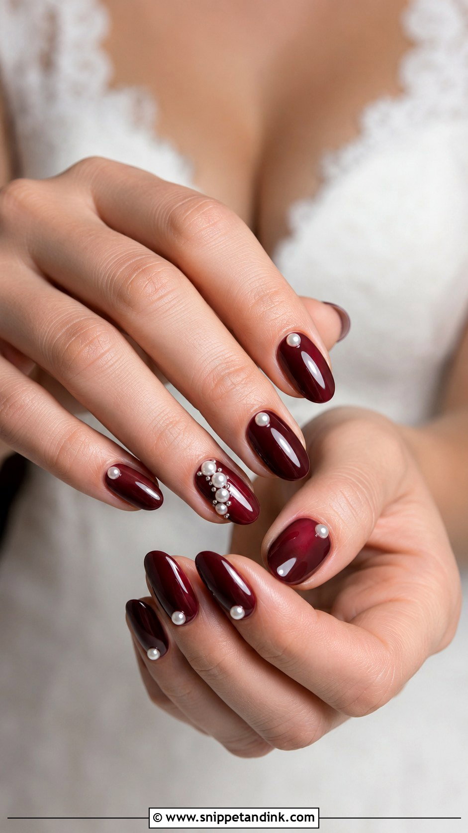 Burgundy Pearl Wedding Nails - Snippet and Ink - 20 Burgundy Wedding Nails Brides