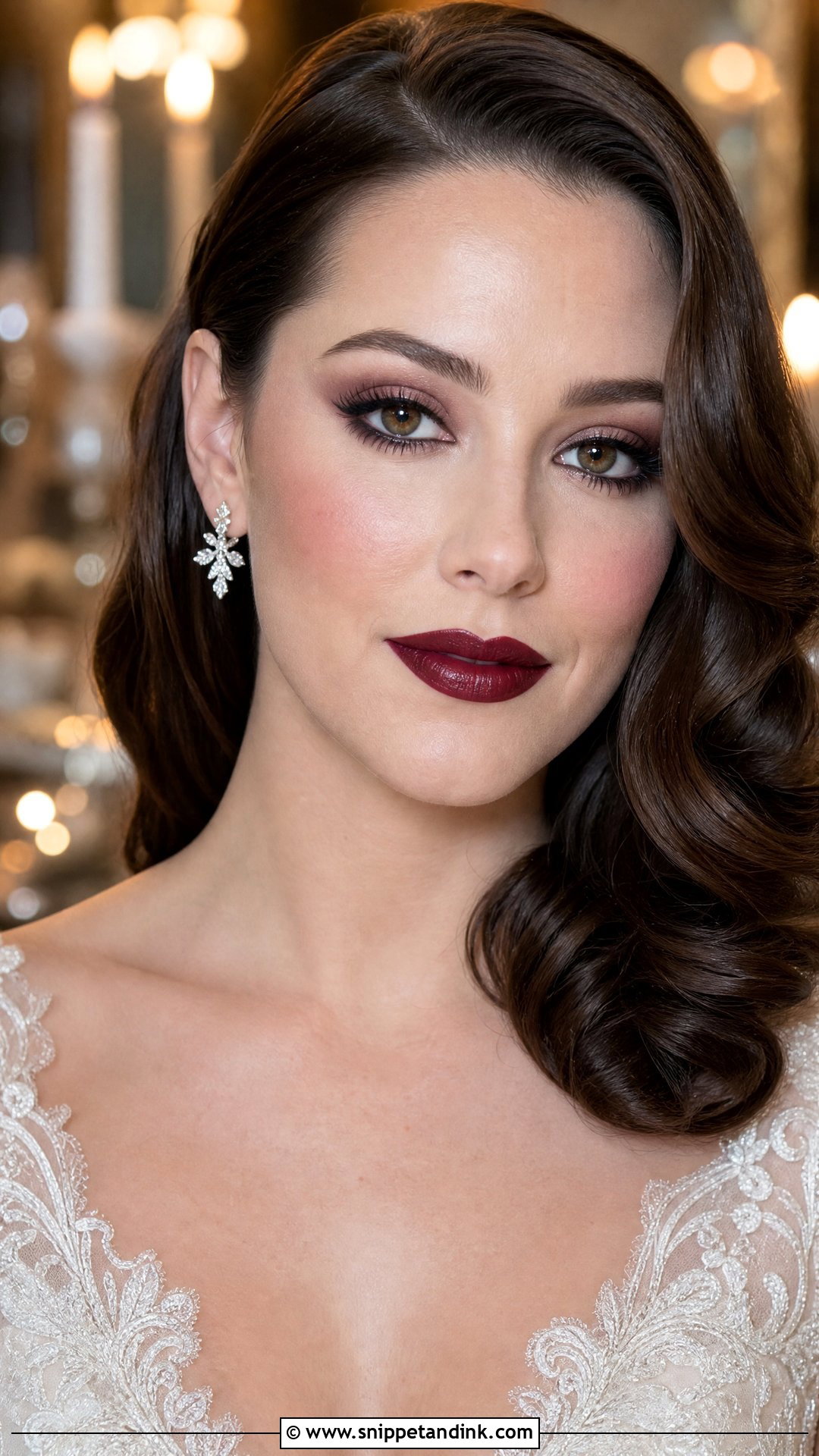 Burgundy Red Lip Wedding Makeup - Snippet and Ink - 20 Red Lip Wedding Makeup Ideas