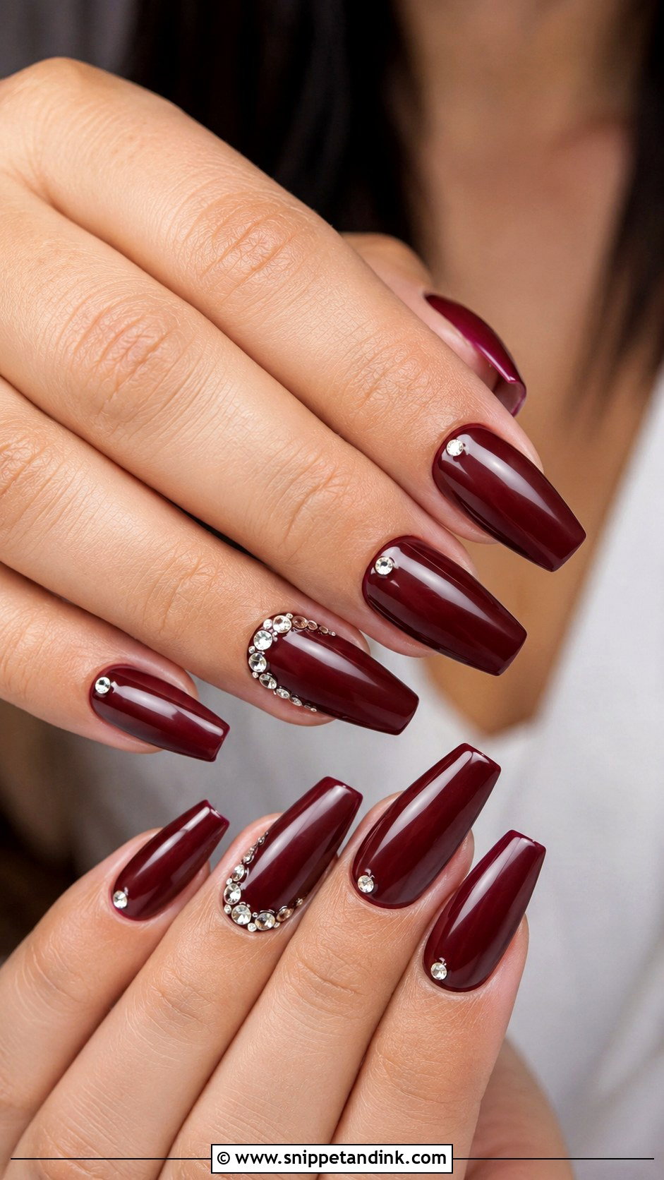 Burgundy Rhinestone Wedding Nails - Snippet and Ink - 20 Burgundy Wedding Nails Brides