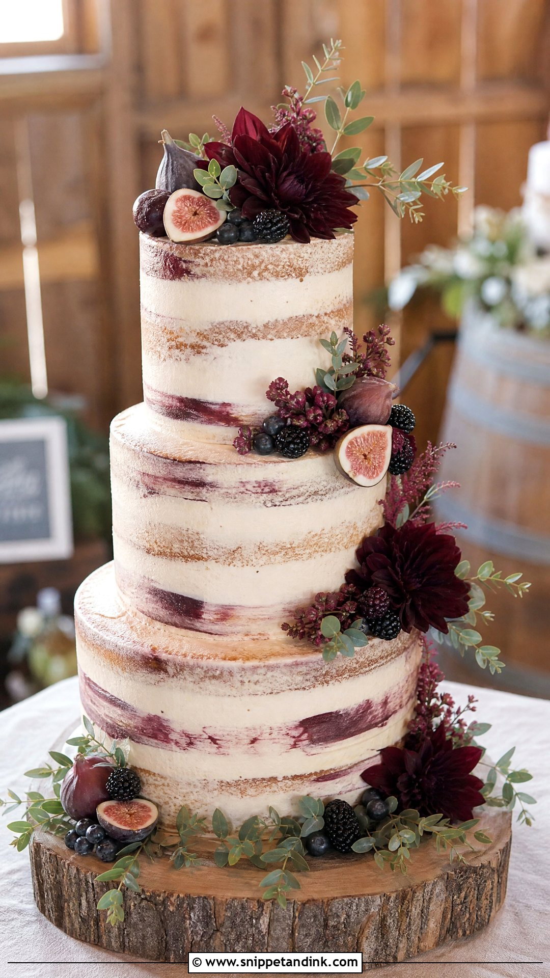 Burgundy Rustic Wedding Cake - Snippet and Ink - 25 Wine Cake Designs for Wedding