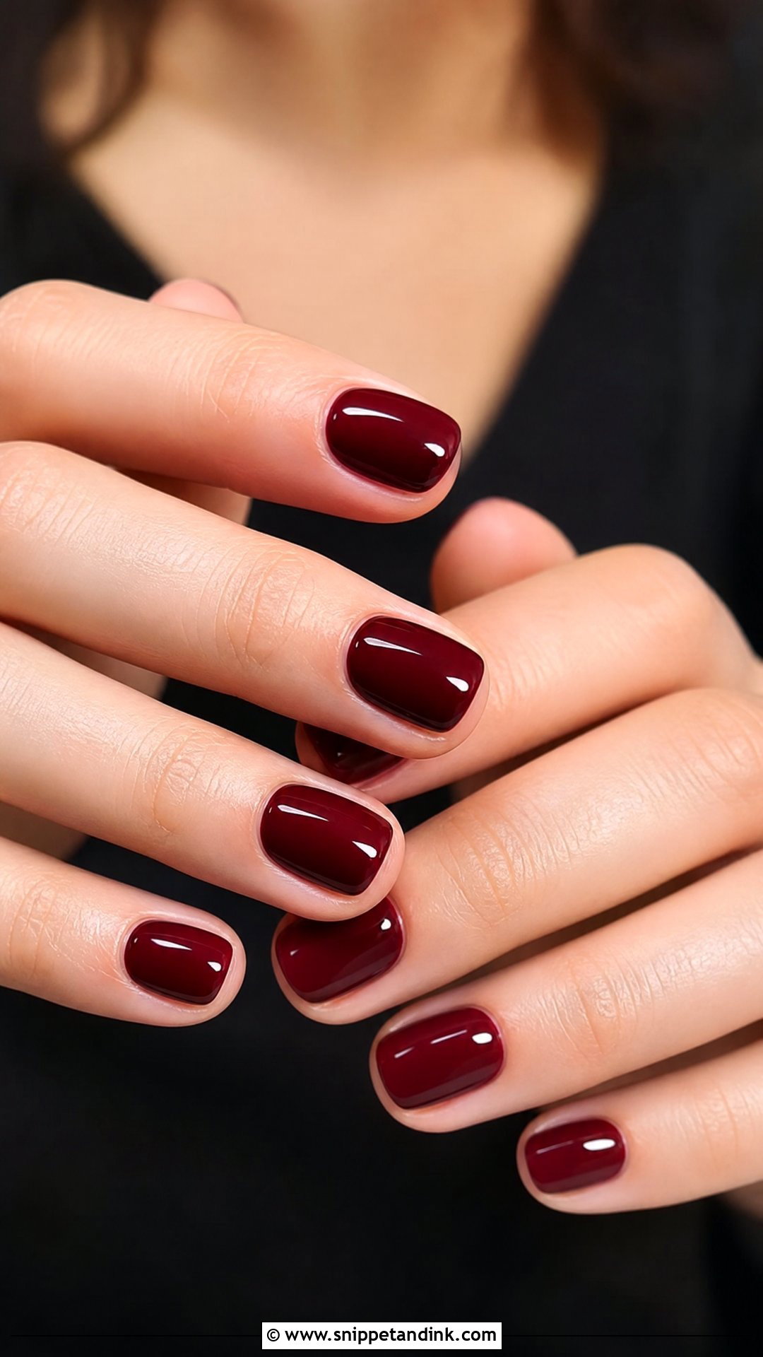 Burgundy Short Nails - Snippet and Ink - 25 Classy Nails for Wedding Guest