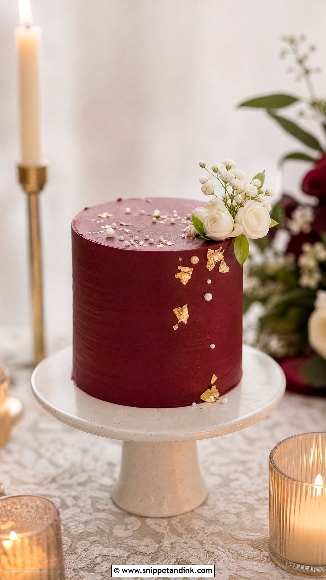 Burgundy Small Wedding Cake - Snippet and Ink - 25 Wine Cake Designs for Wedding