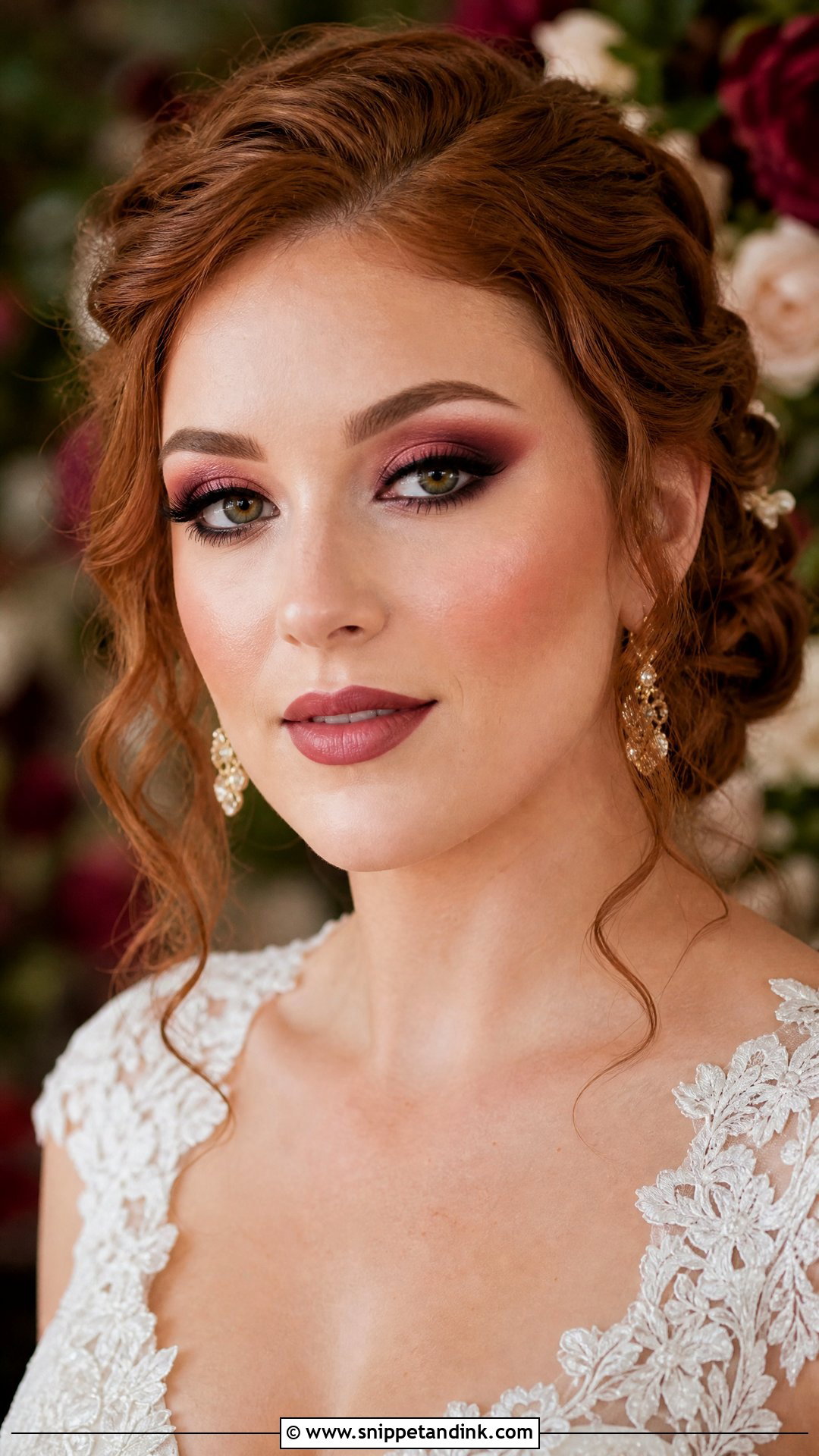 Burgundy Smokey Bridal Makeup - Snippet and Ink - 20 Smokey Bridal Makeup Ideas