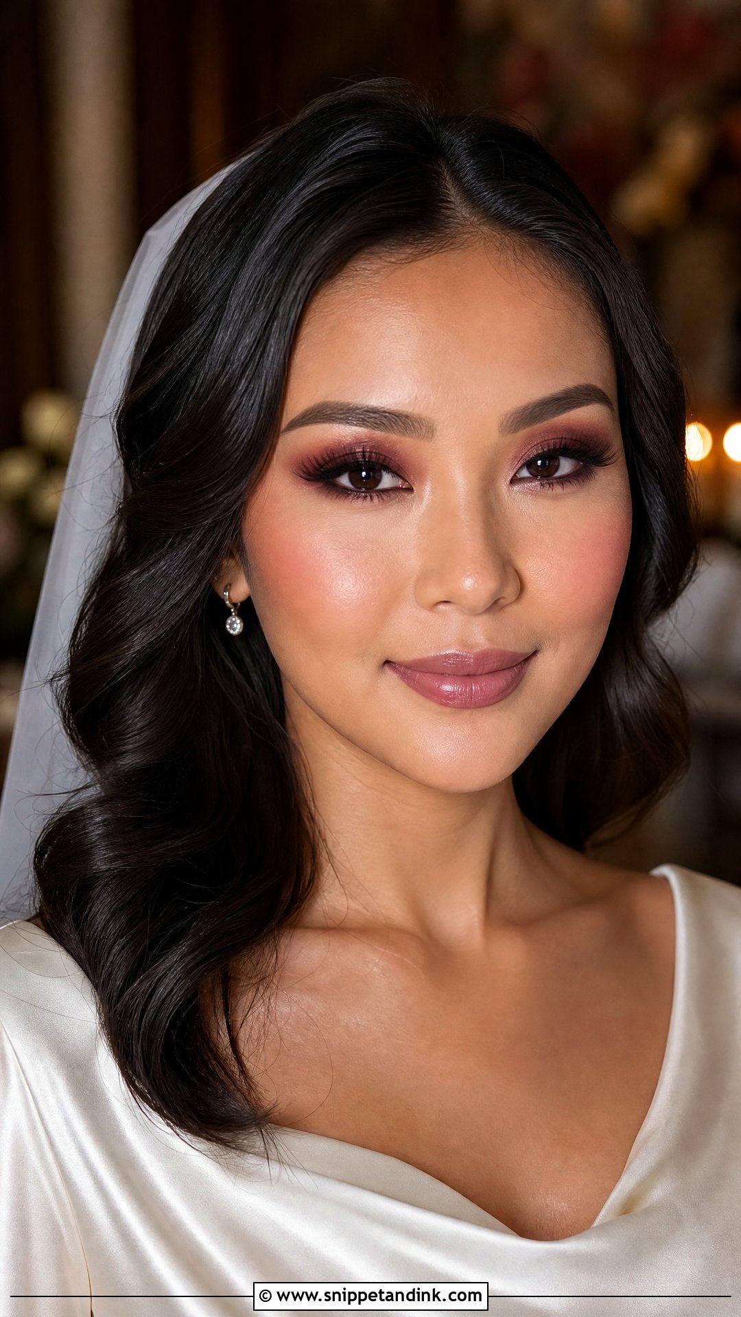 Burgundy Smokey Eye Bride Makeup - Snippet and Ink - 20 Smokey Eye Bride Ideas