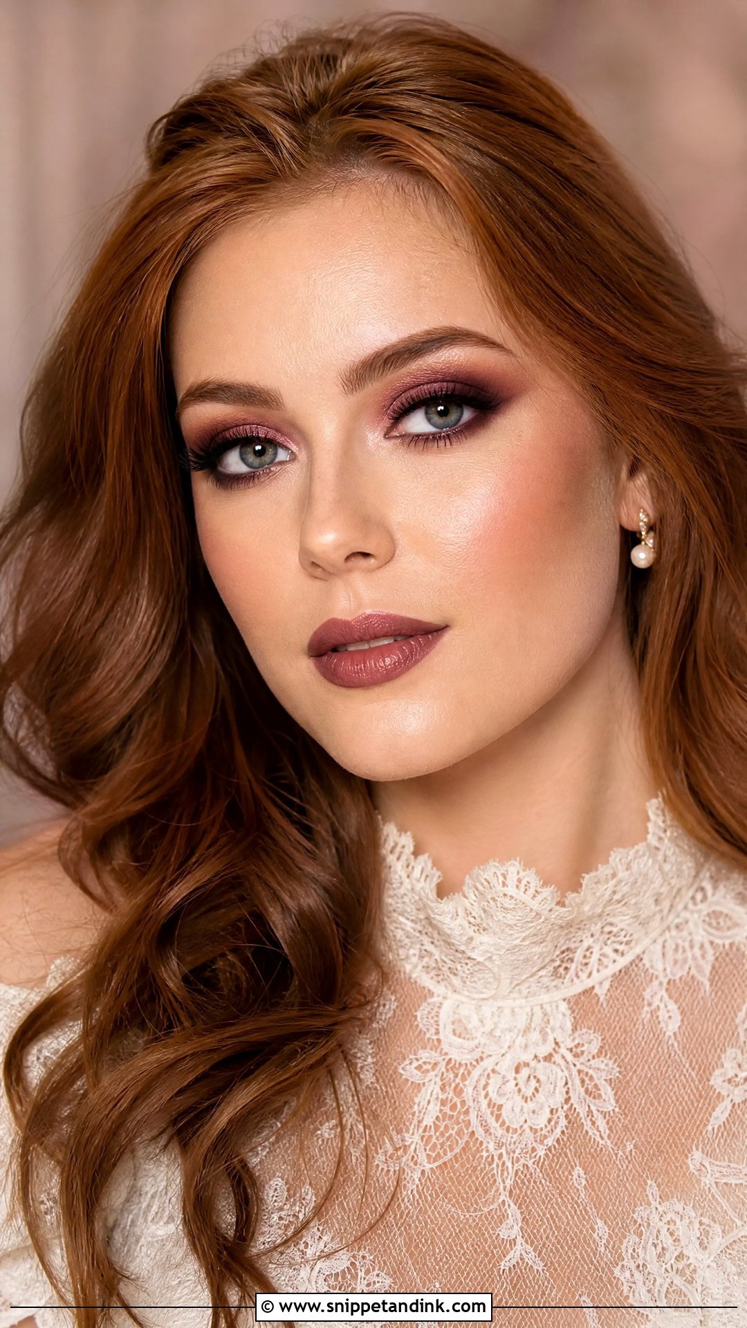 Burgundy Smoky Eye Bridal Makeup - Snippet and Ink - 20 Edgy Bridal Makeup Ideas
