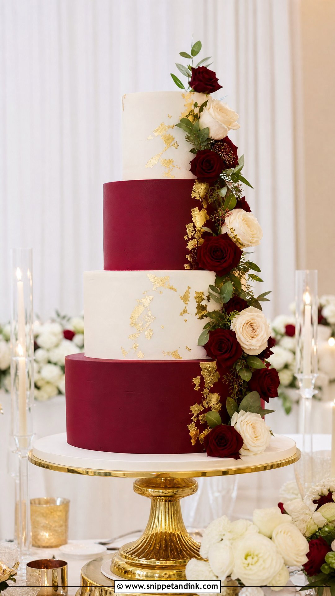 Burgundy Tiered Wedding Cake - Snippet and Ink - 25 Wine Cake Designs for Wedding